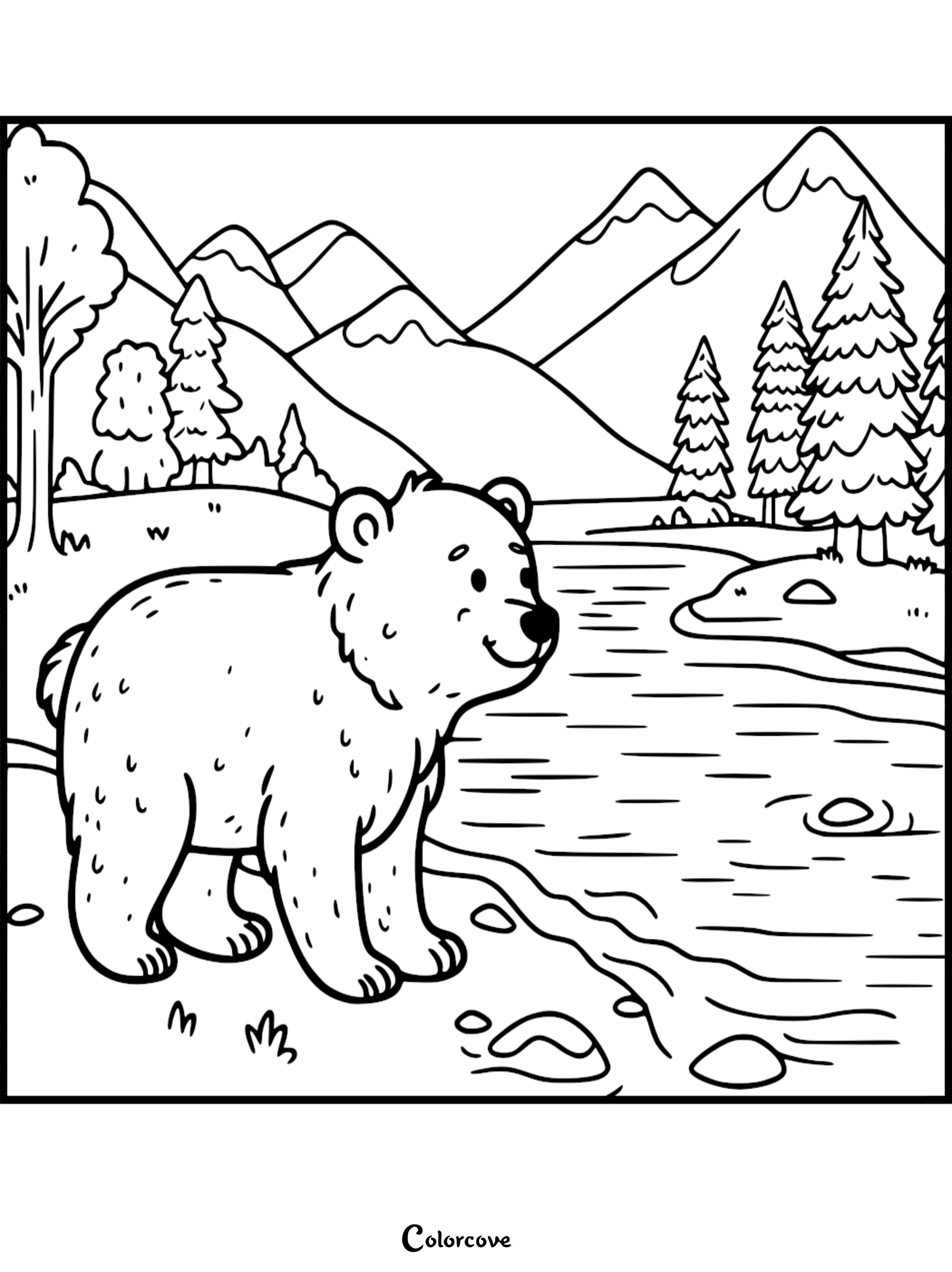 a coloring page of a couple of bears holding baskets