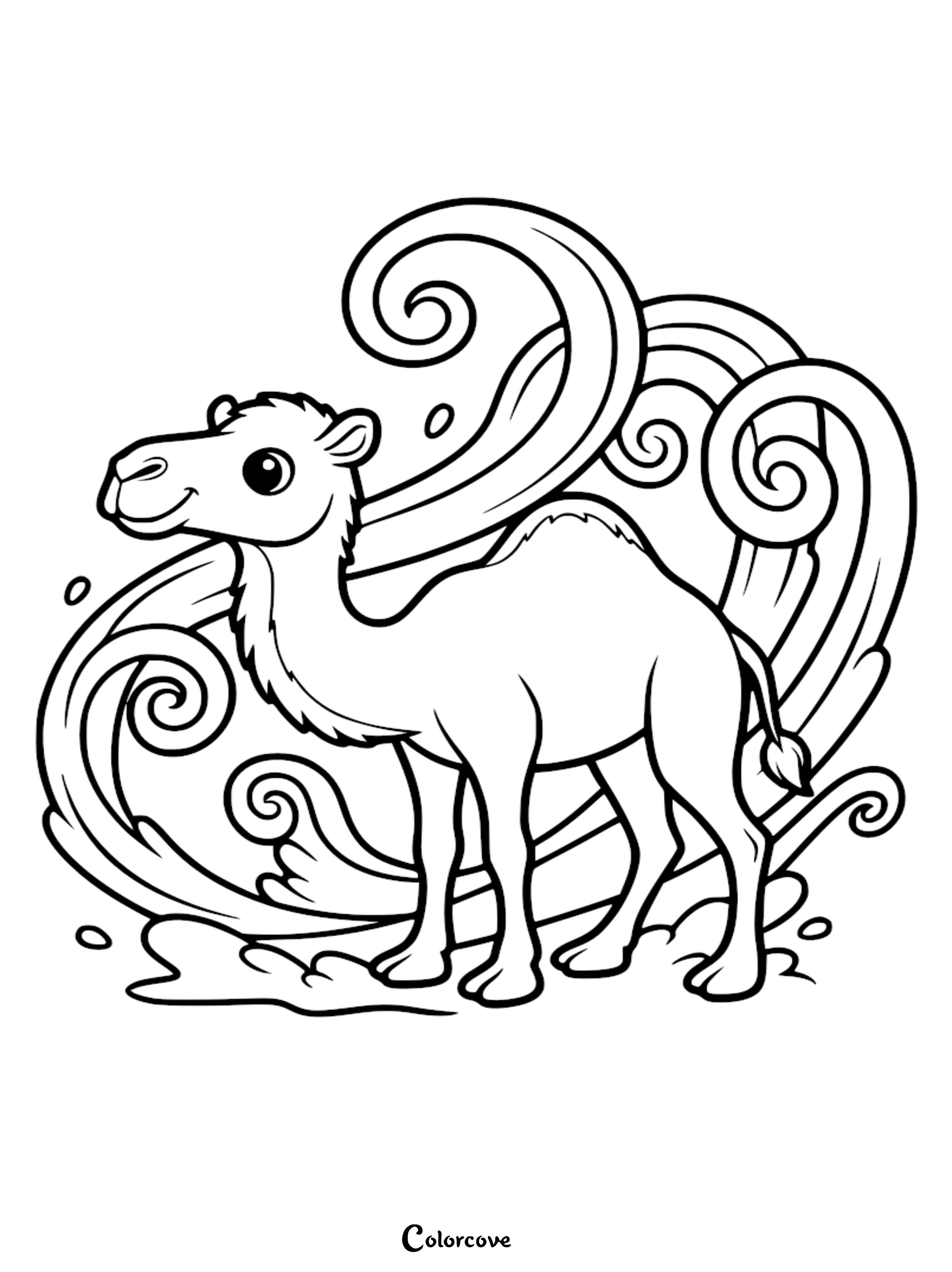 Let your child's imagination wander the desert with this free cute camel coloring page featuring beautiful decorative patterns. This easy-to-print illustration is perfect for young artists who love animals and creative fun.