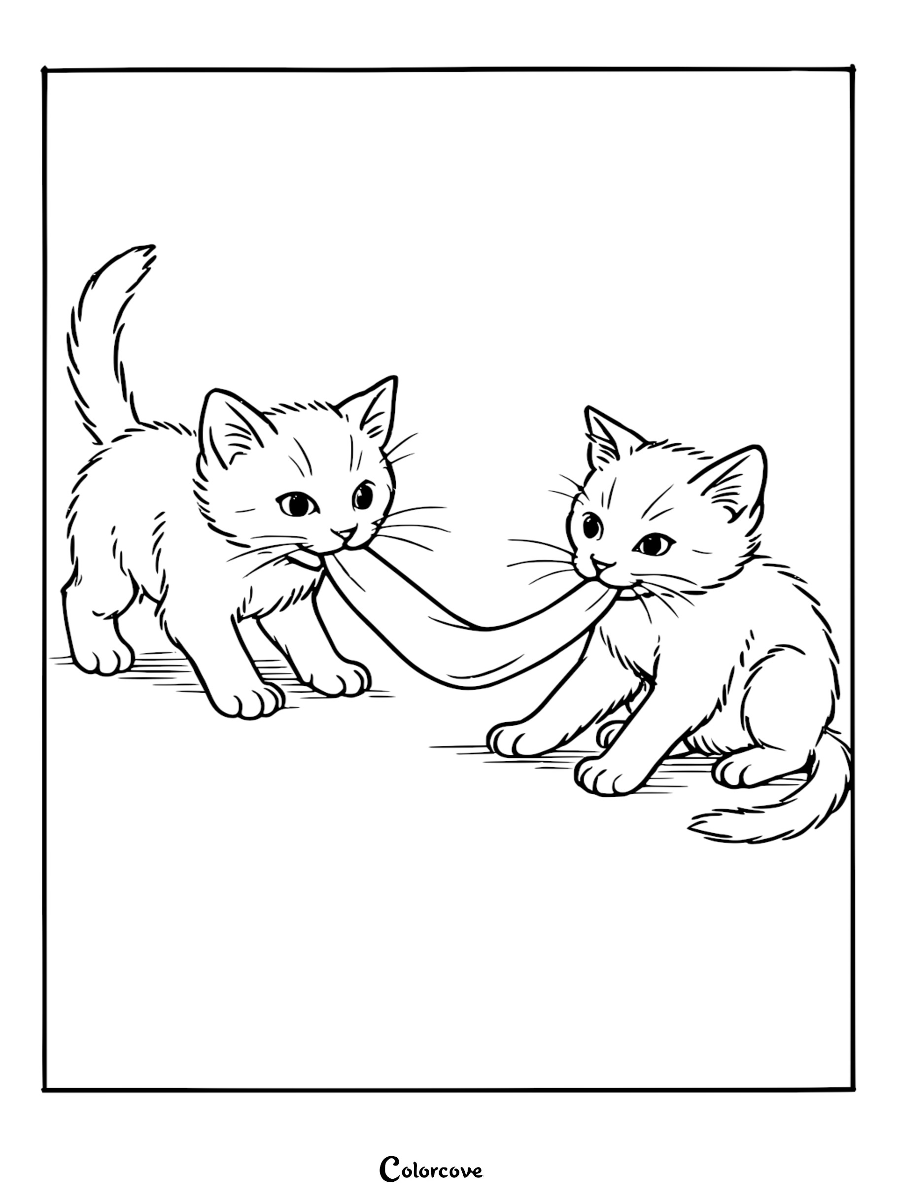 Spark your child's creativity with this charming free coloring page featuring two cute kittens in a playful tug-of-war. Perfect for cat lovers, this high-quality printable is easy to download and print for hours of artistic fun.