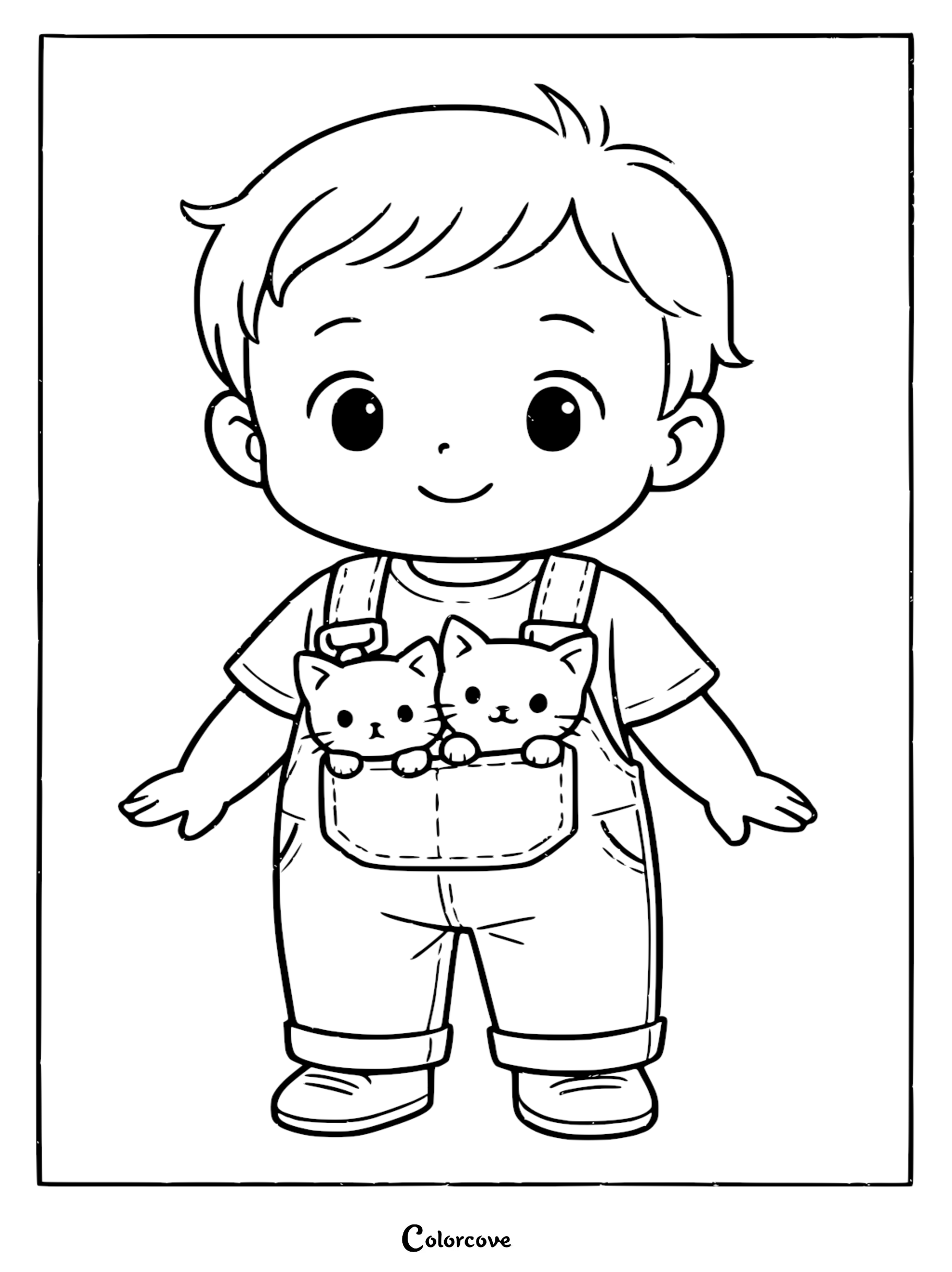 Bring this heartwarming scene to life with our free printable coloring page featuring a cute boy and his two kitten companions. Perfect for young animal lovers, this adorable activity can be printed in seconds for endless creative fun.