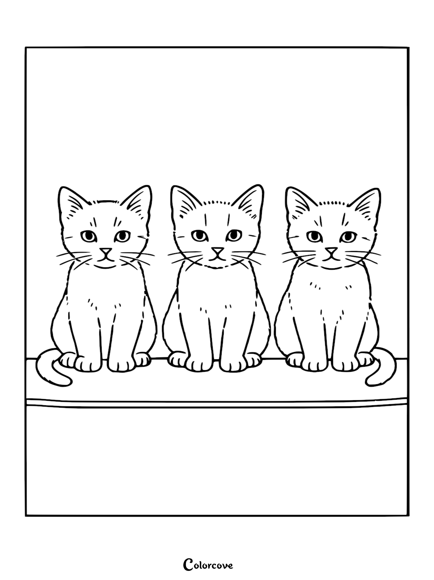 Bring these three adorable feline friends to life with our free printable Three Cute Kittens coloring page. This simple and charming line art is perfect for kids who love cats and want a fun, creative activity.