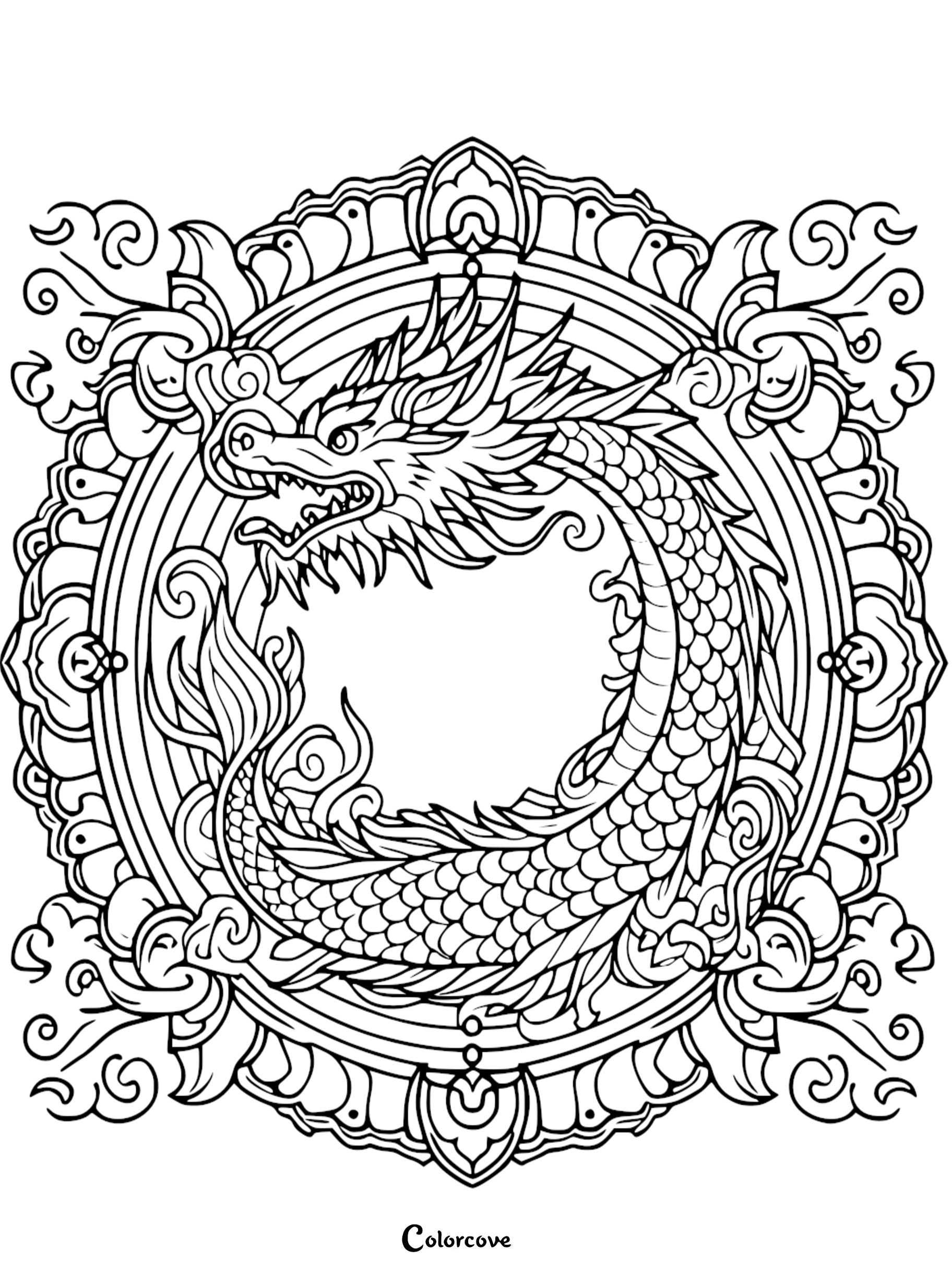 a dragon in a circle