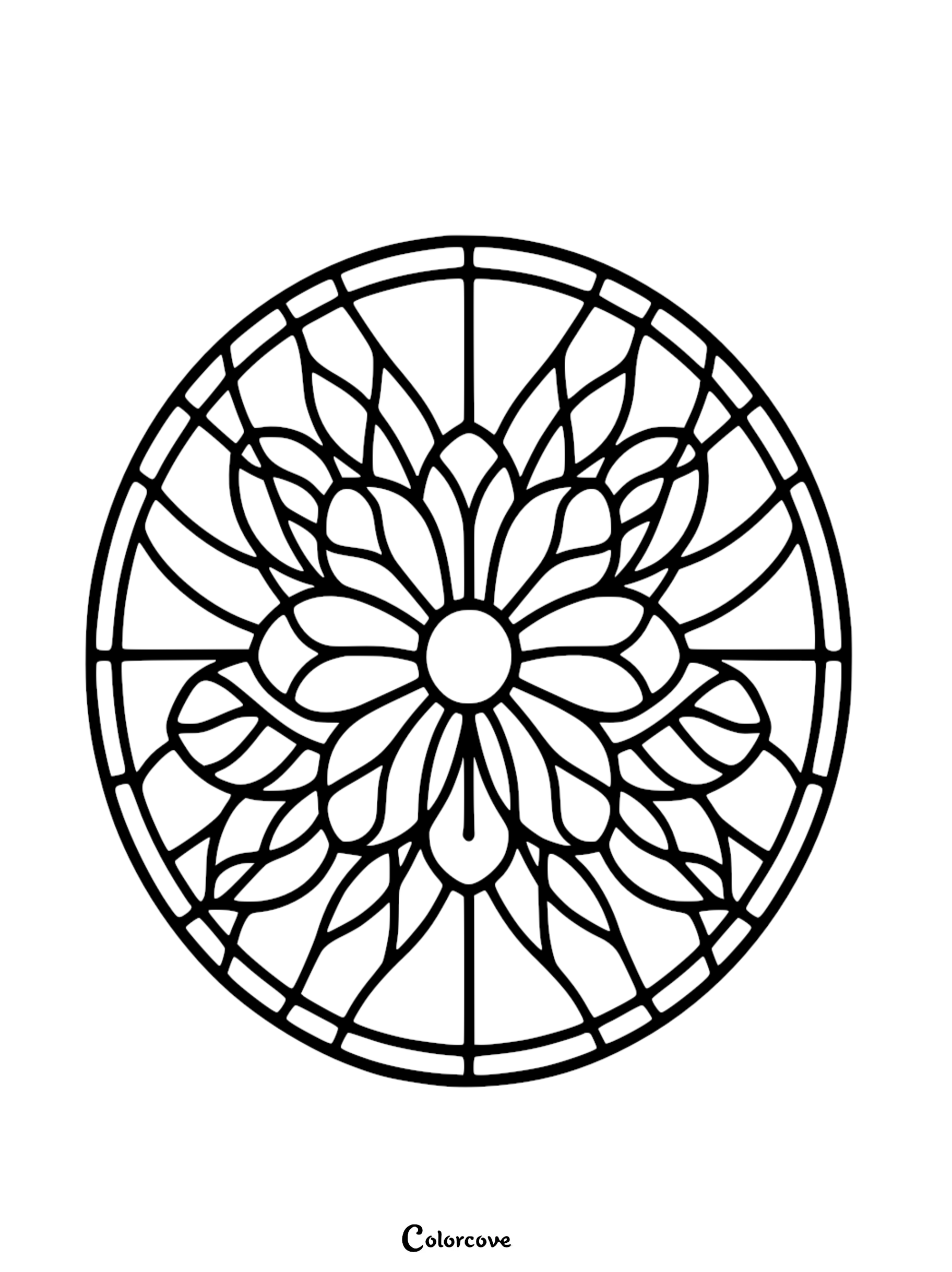 a circular design with a flower