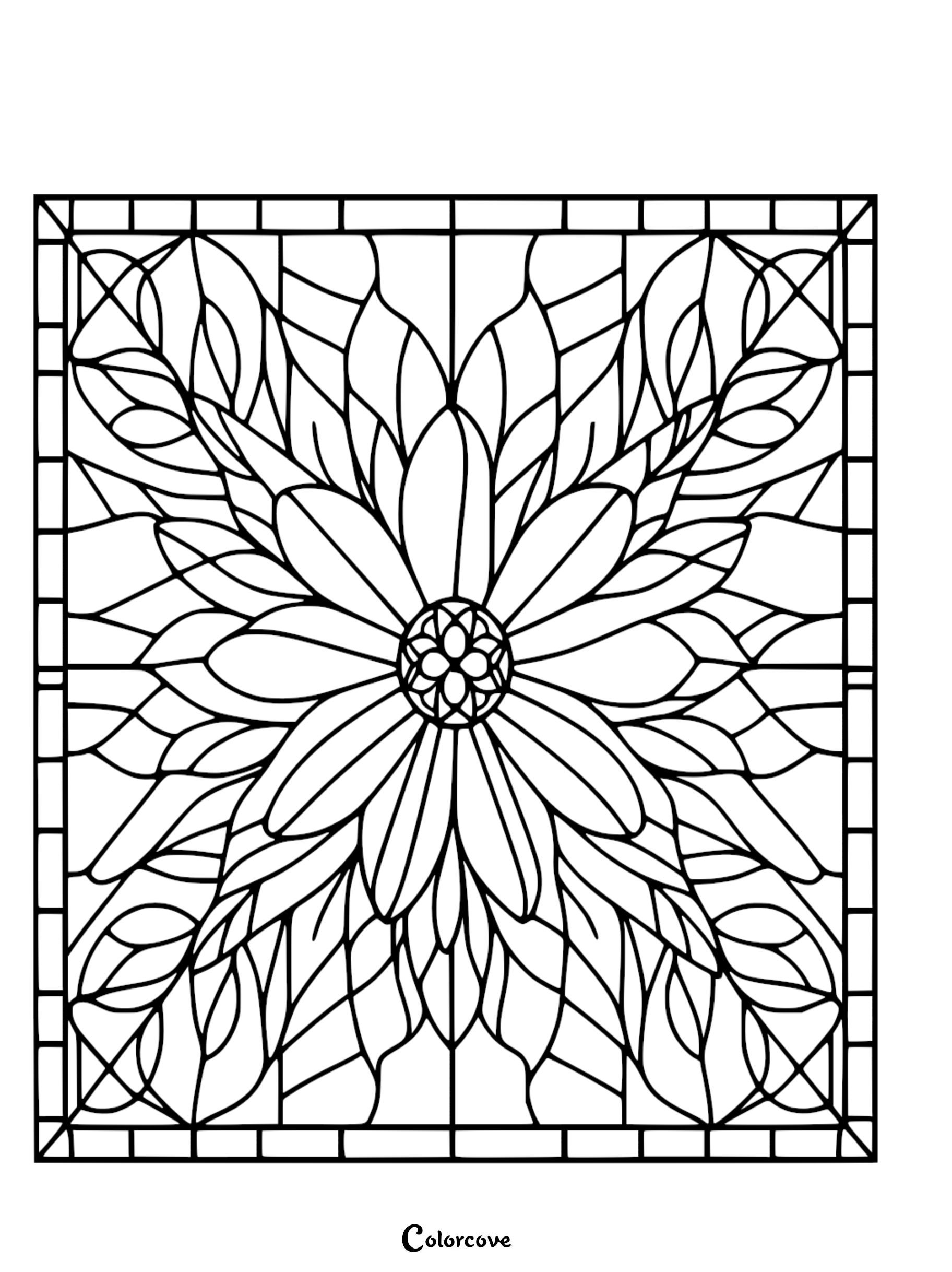 a black and white stained glass window