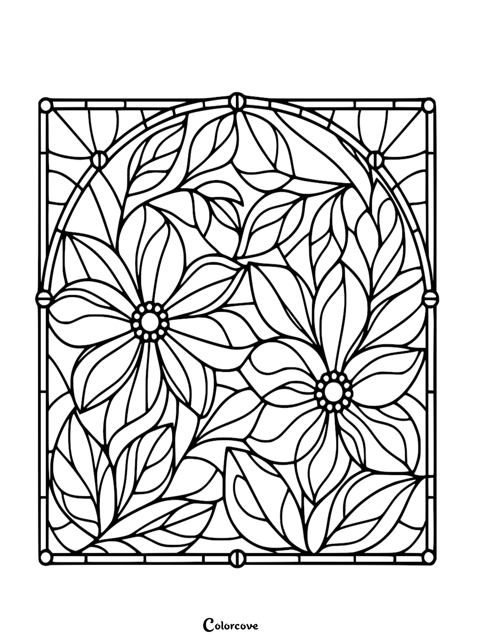 a black and white stained glass window