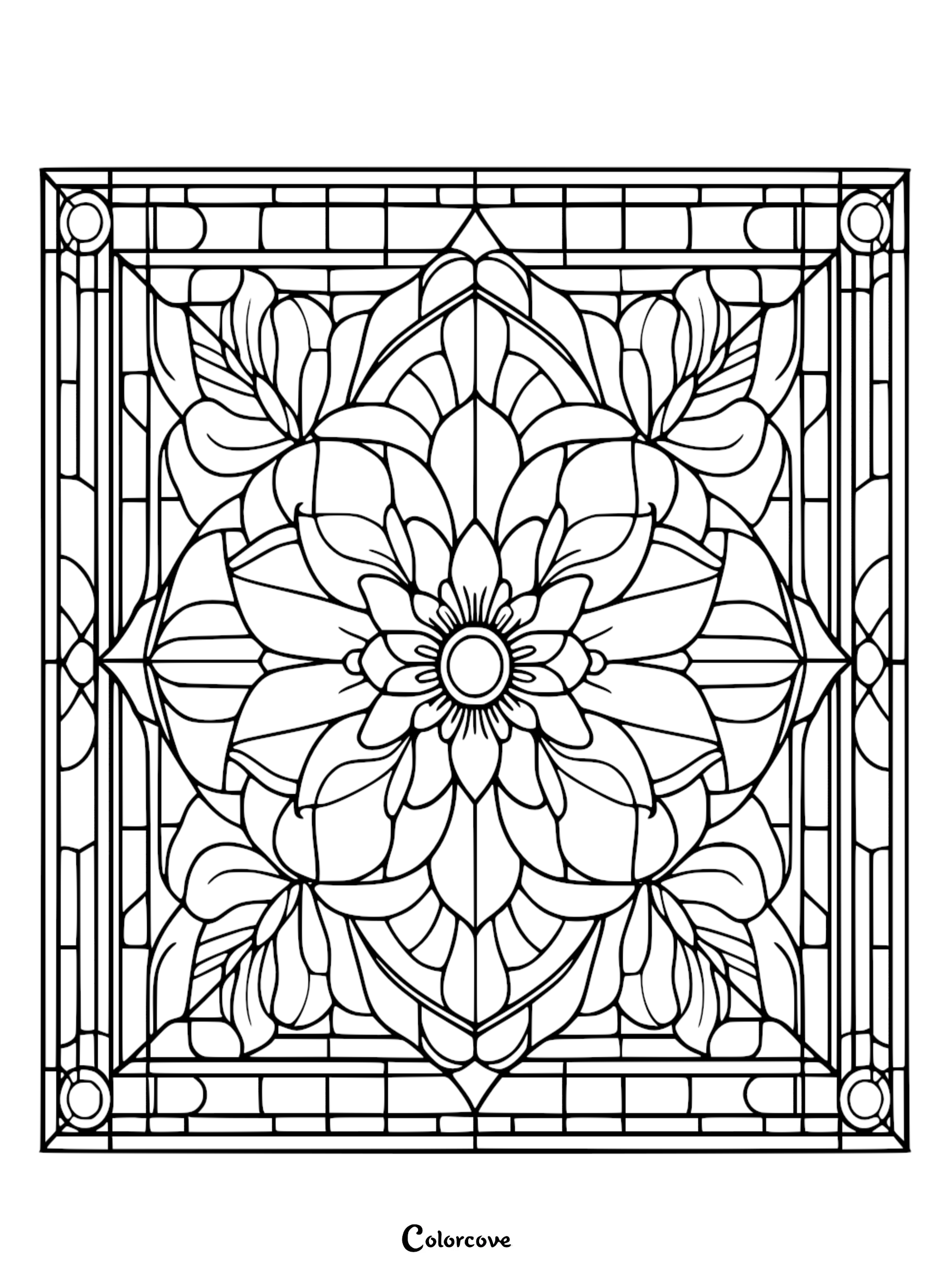 a black and white stained glass window