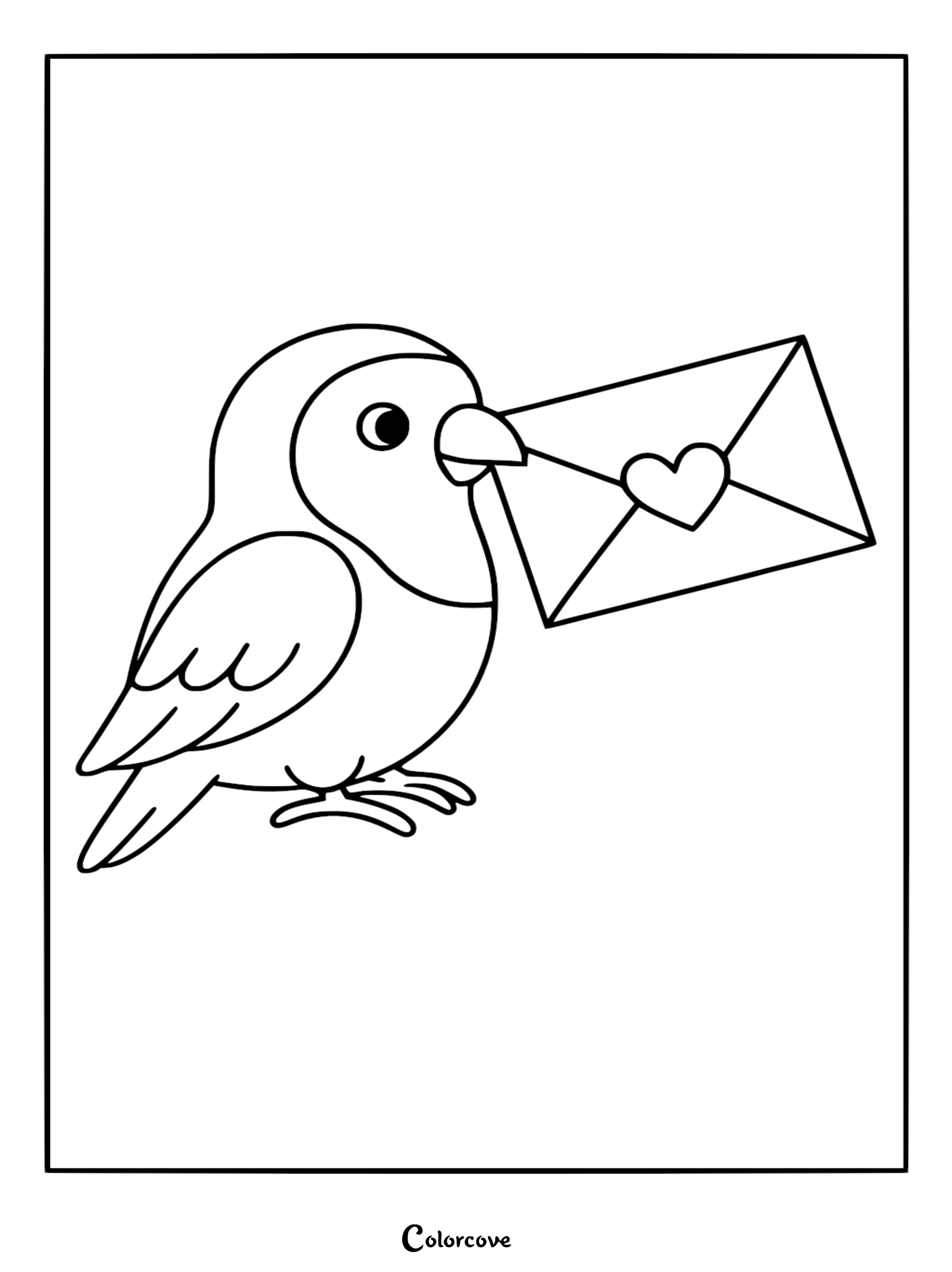 Download this adorable lovebird coloring page featuring a sweet bird delivering a heart-sealed letter. This free, printable activity is a wonderful way for kids to celebrate love and friendship through art.
