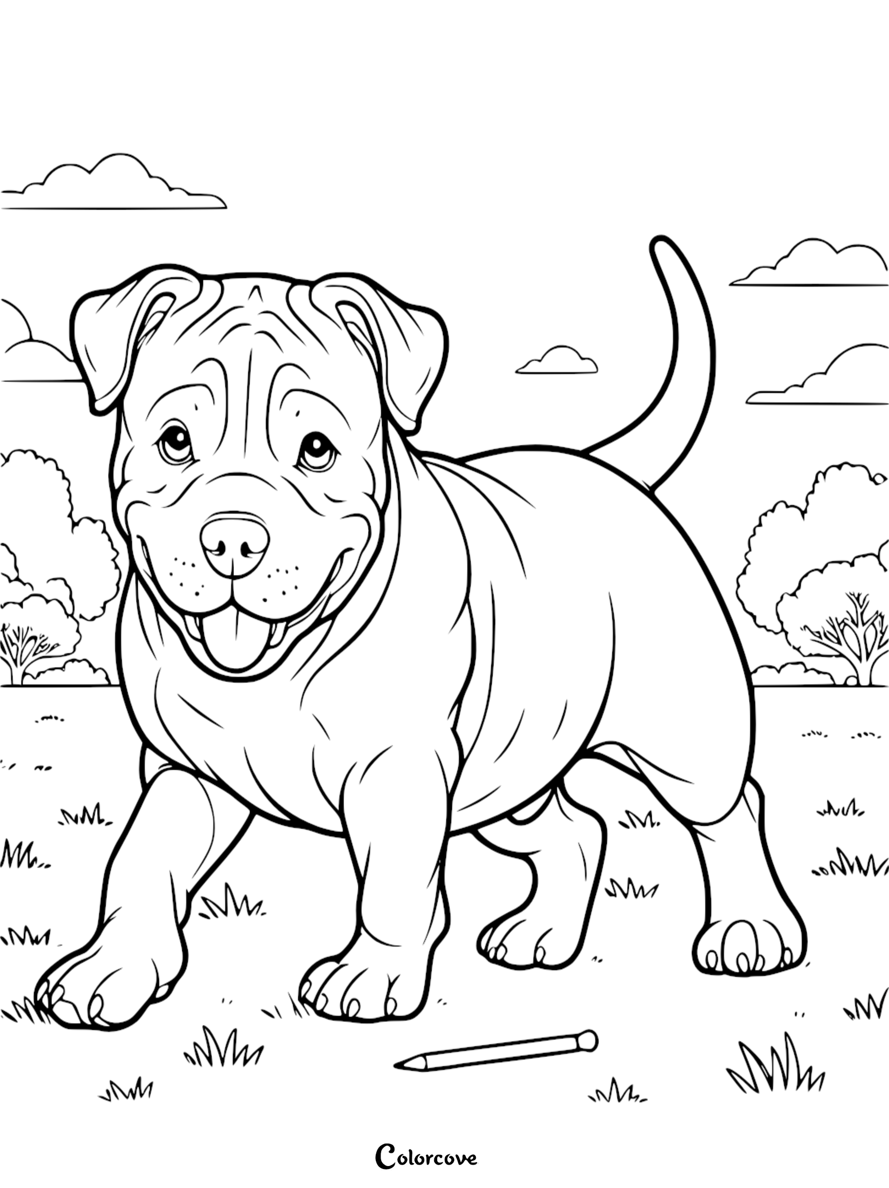 a black and white drawing of a dog