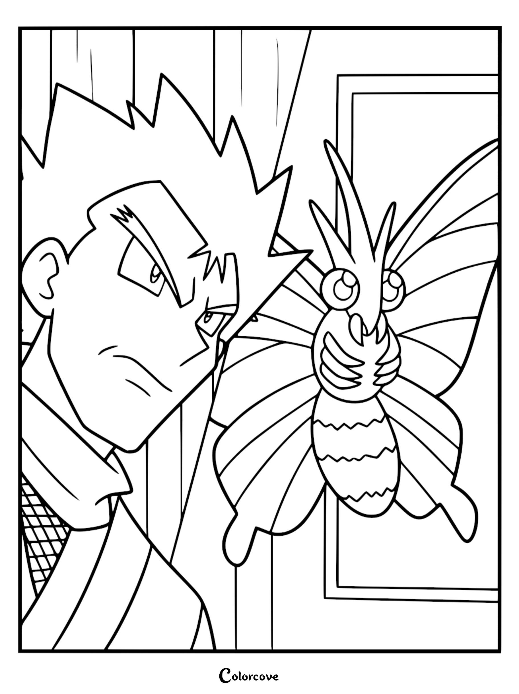 Koga uses a Venomoth in a portrait in this printable coloring page.