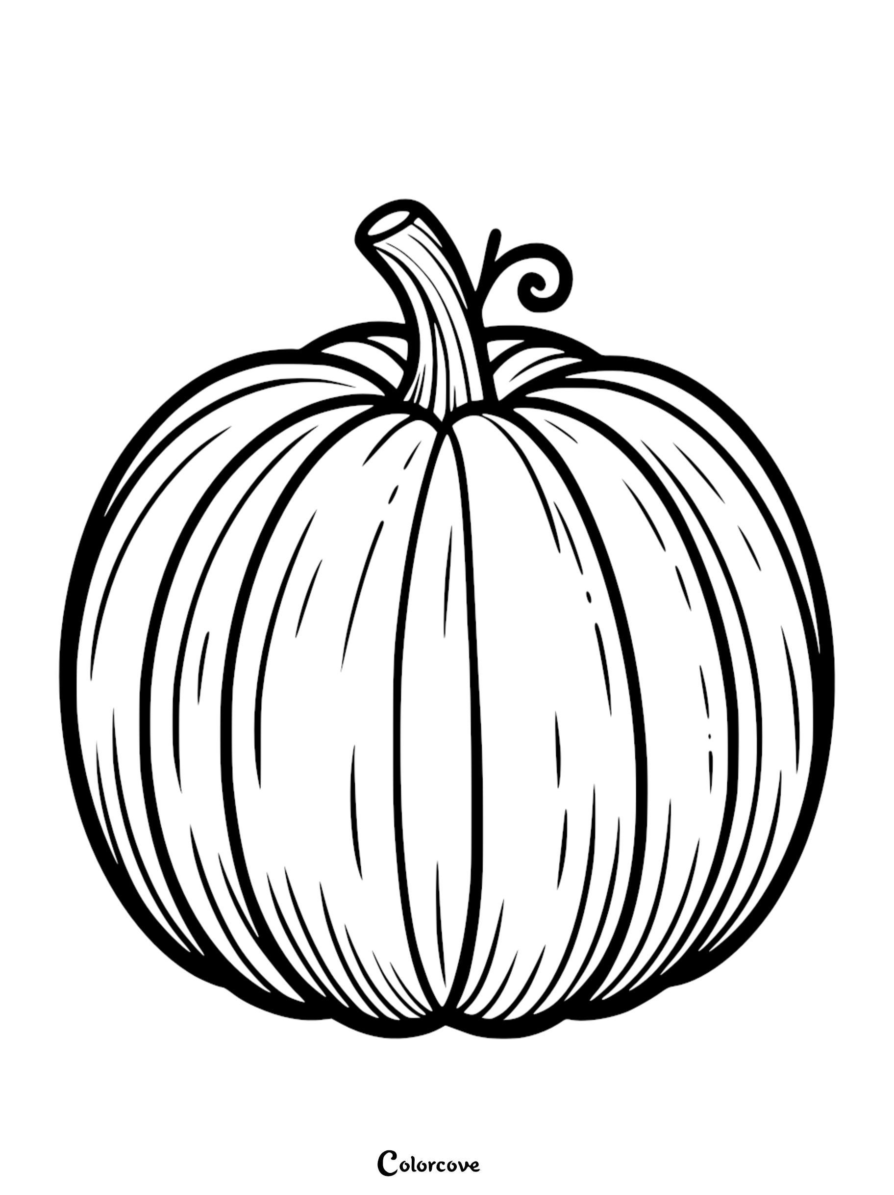Pumpkin coloring page for kids and adults. Free printable pumpkin outline for Fall, Halloween, and Thanksgiving activities.