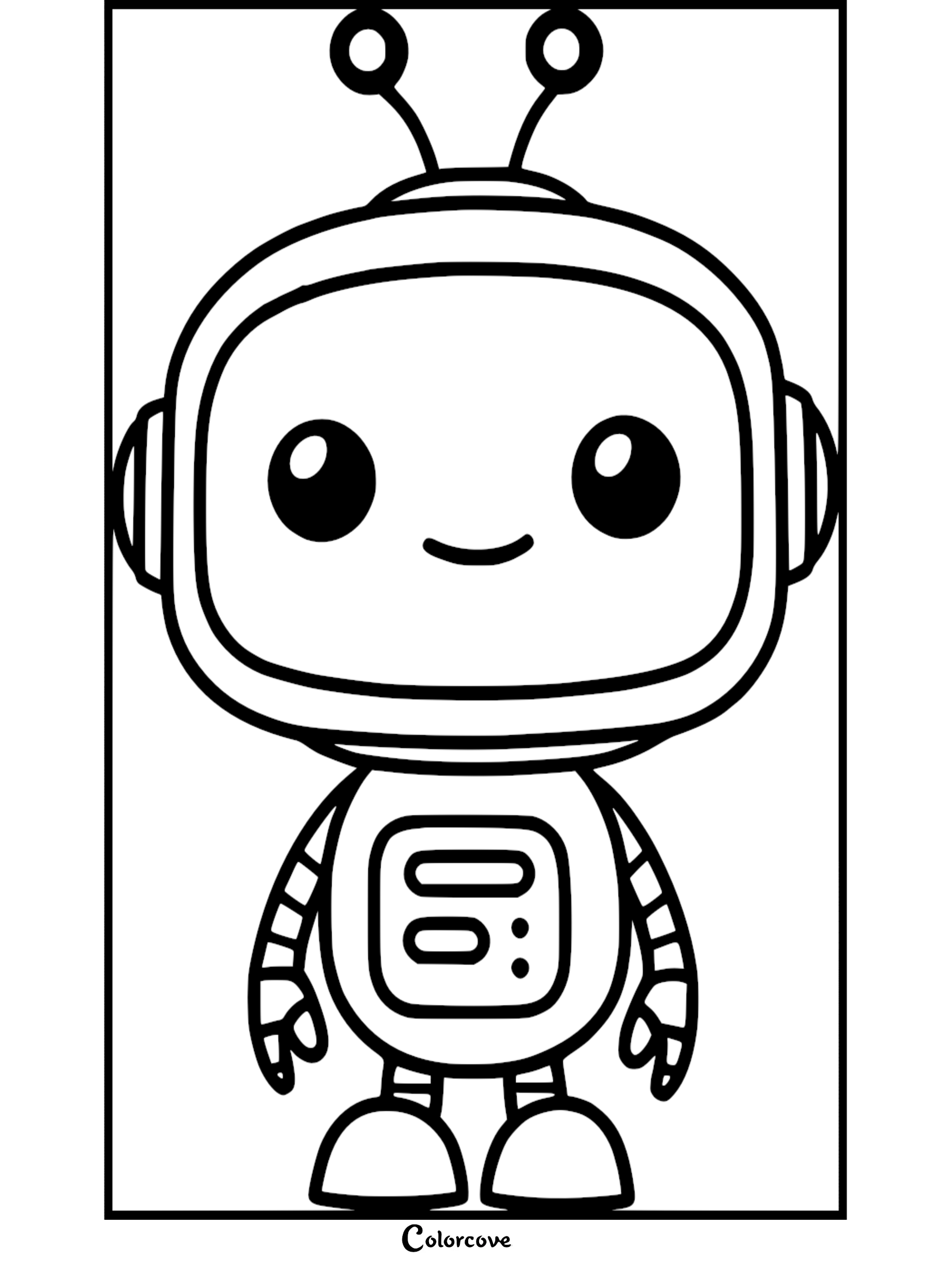 Printable cute robot coloring page for kids' activity and creativity | Colorcove.org free coloring sheets