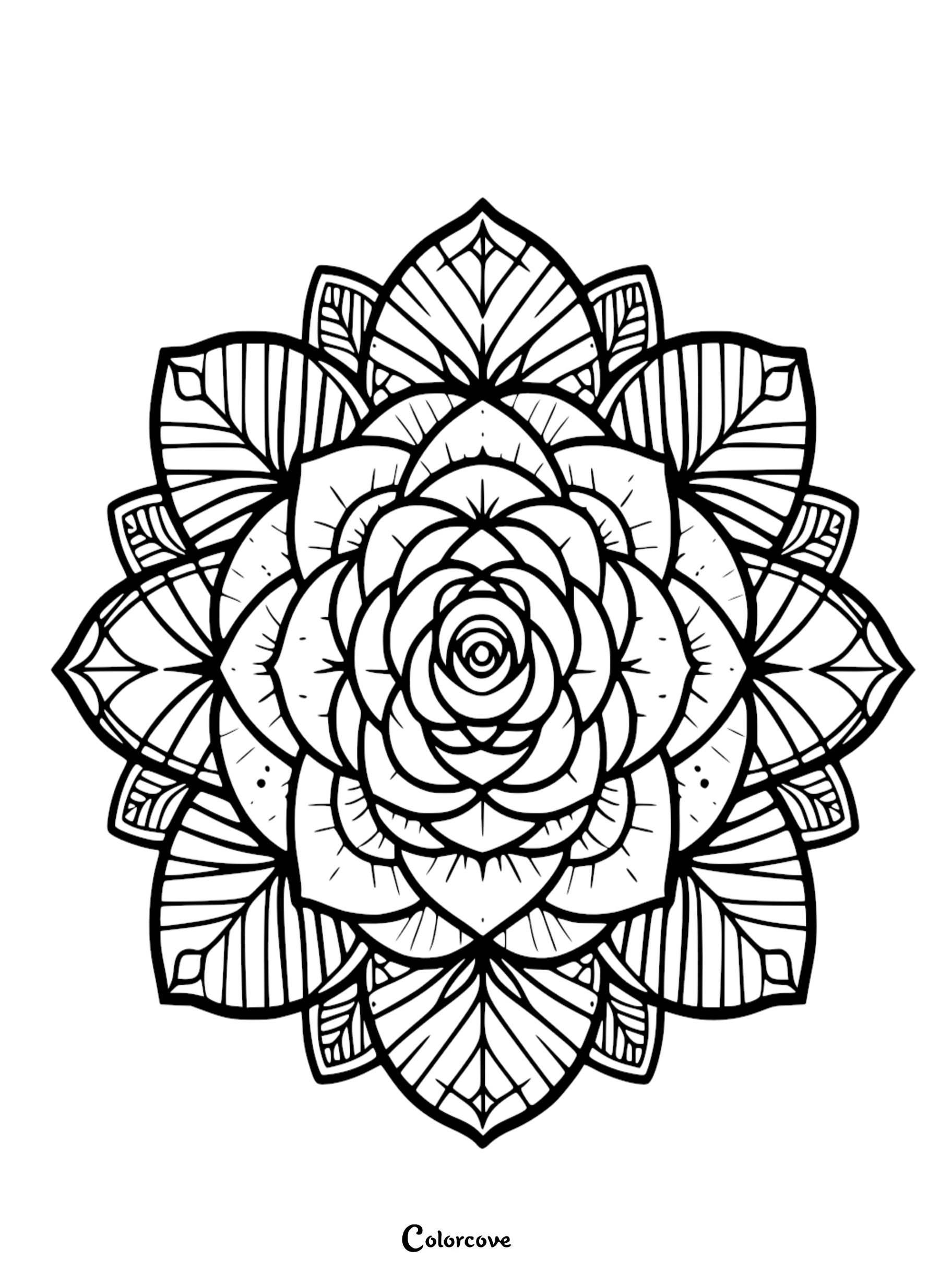 a black and white drawing of a flower