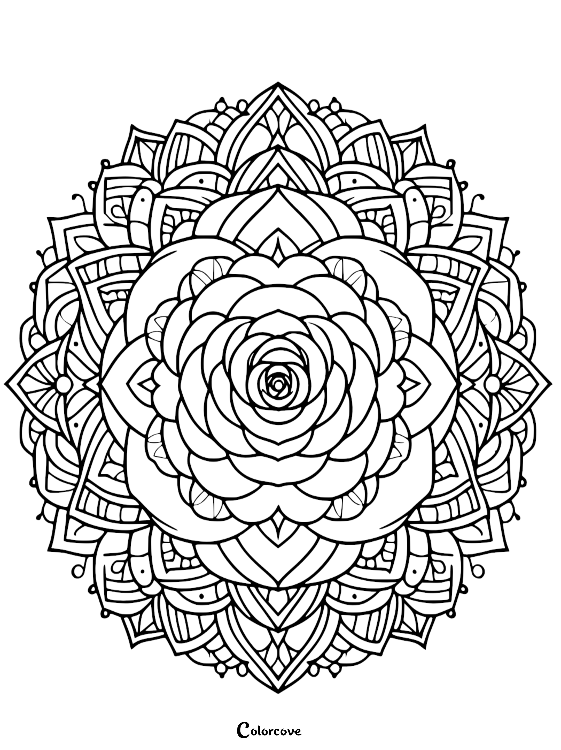 a black and white mandala