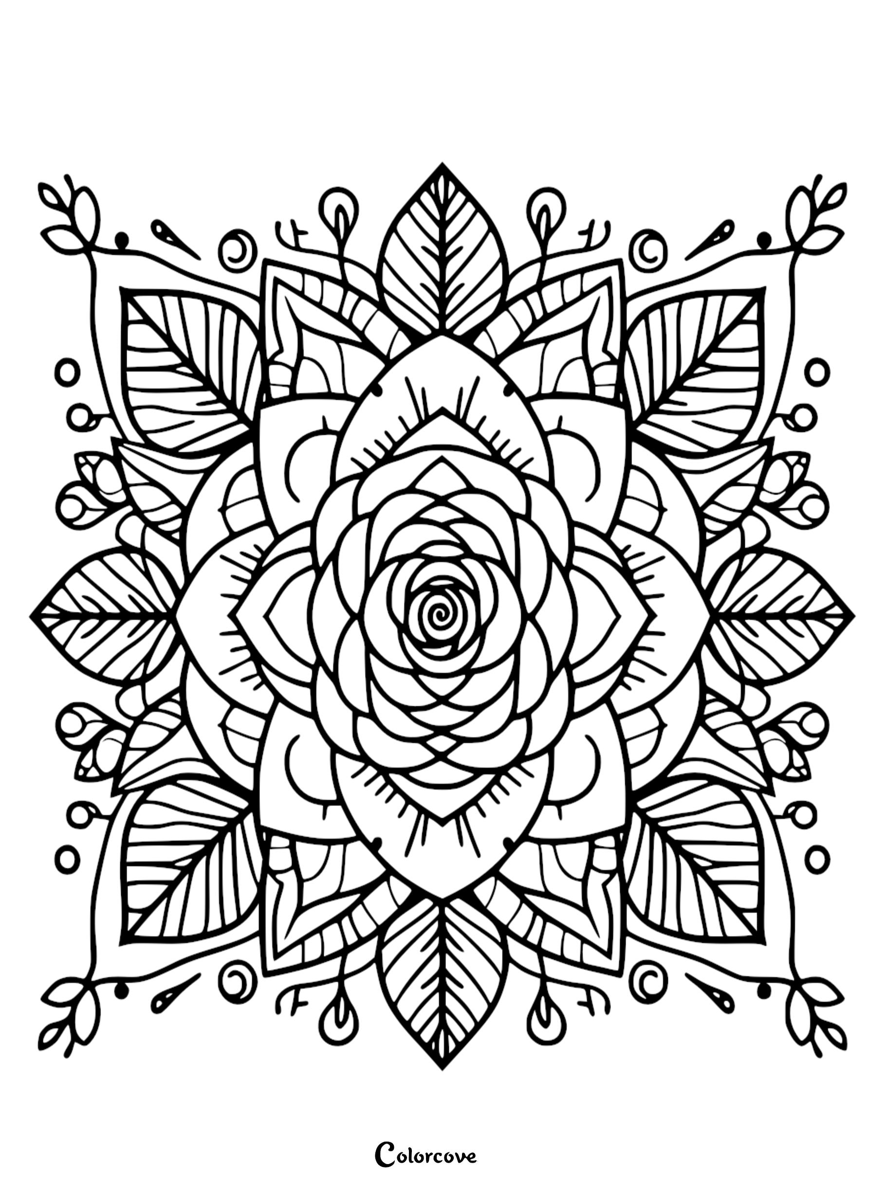 a black and white drawing of a flower