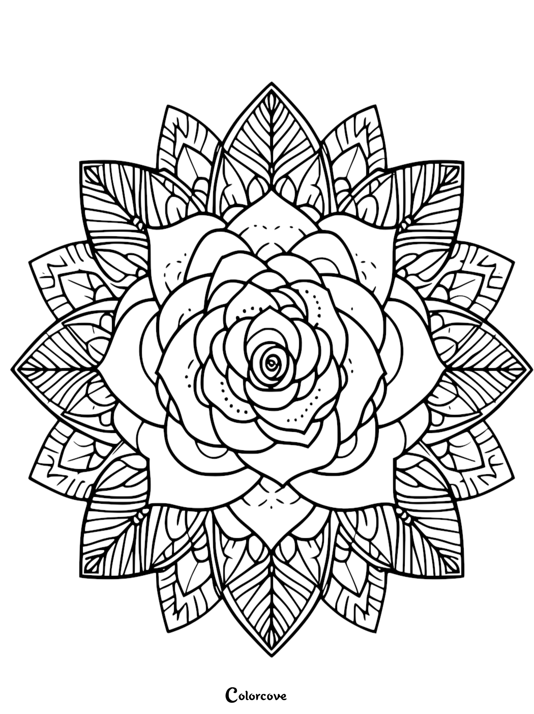 a black and white drawing of a flower