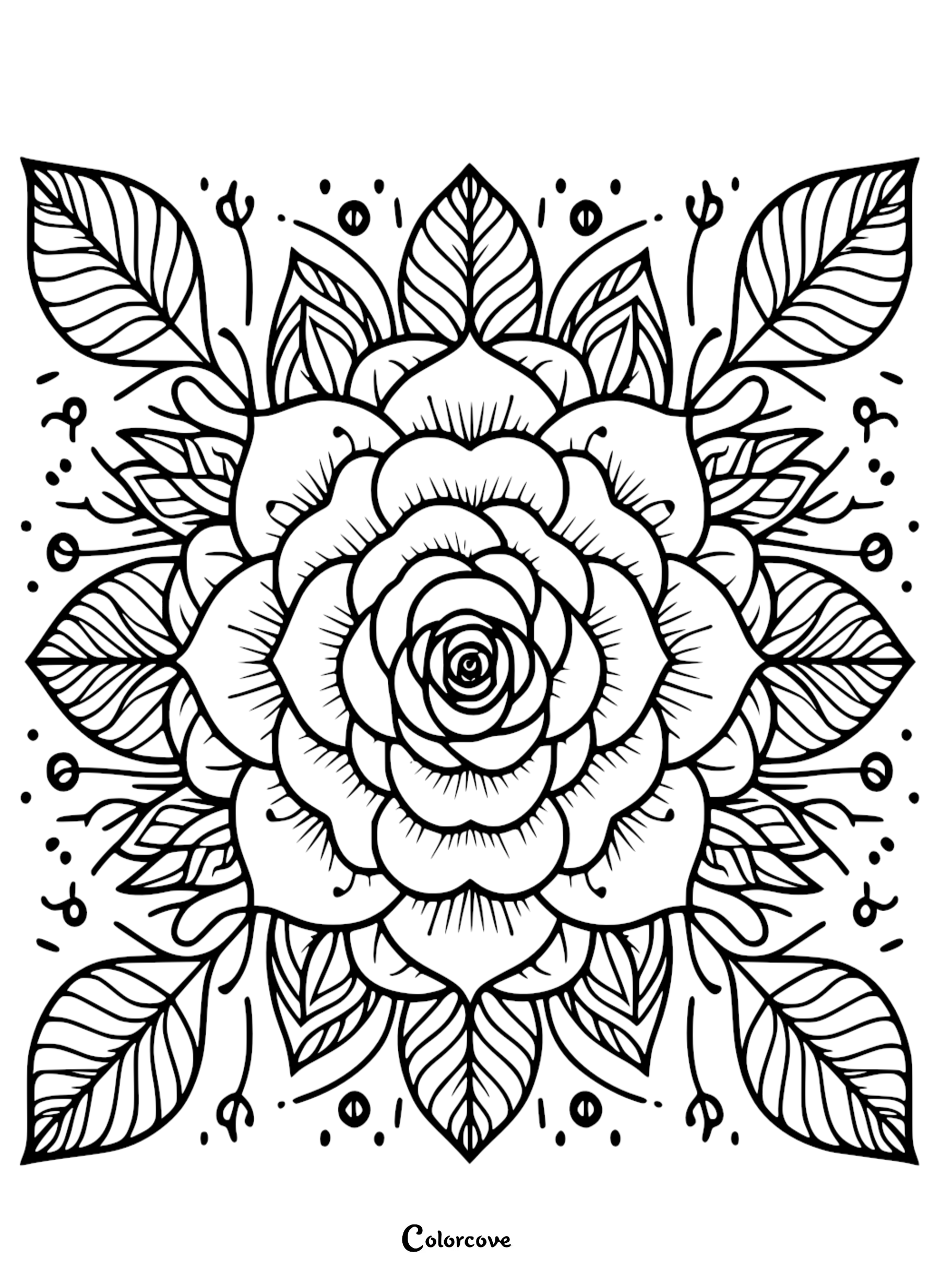 a black and white drawing of a flower