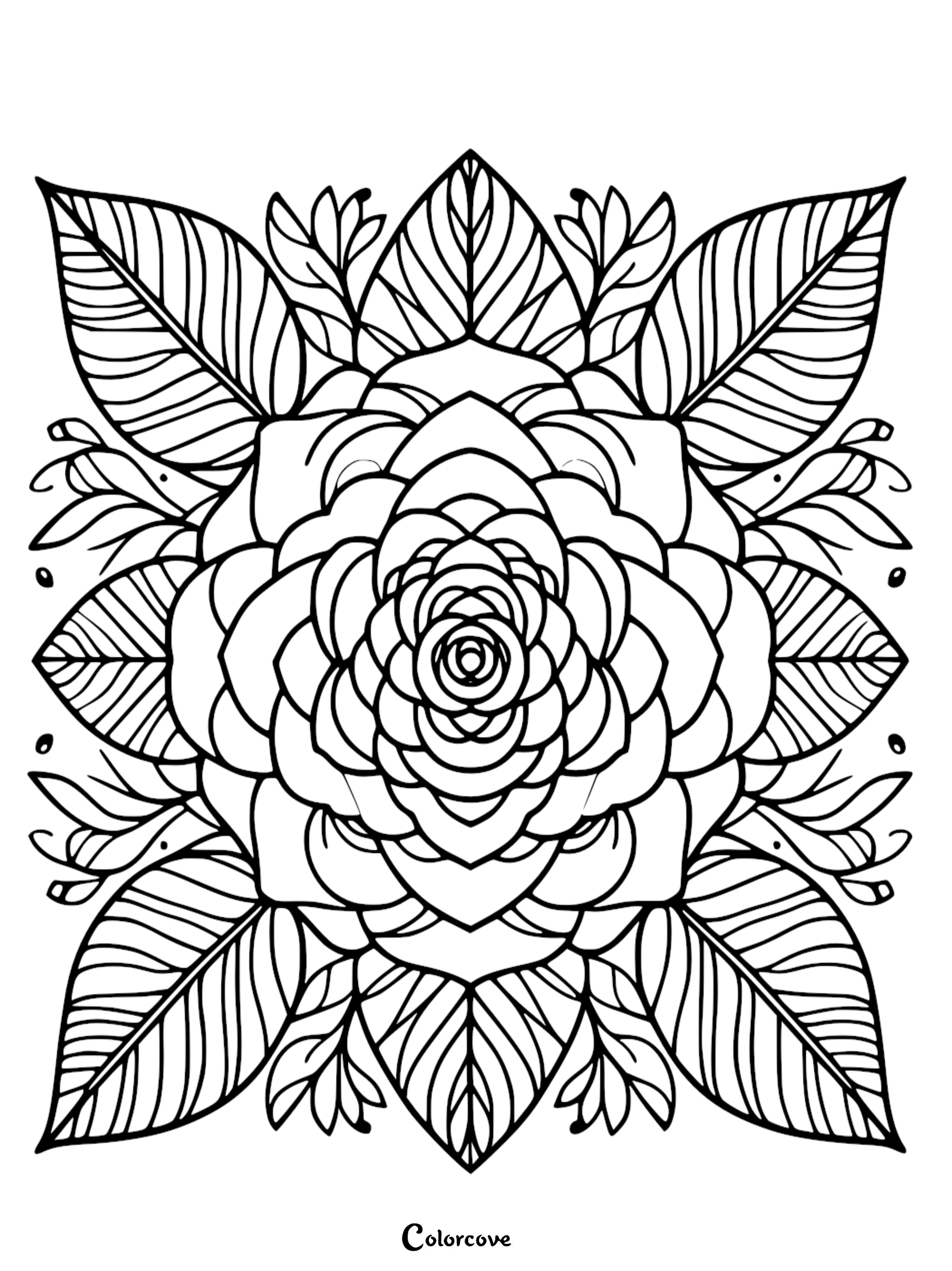 a black and white drawing of a flower