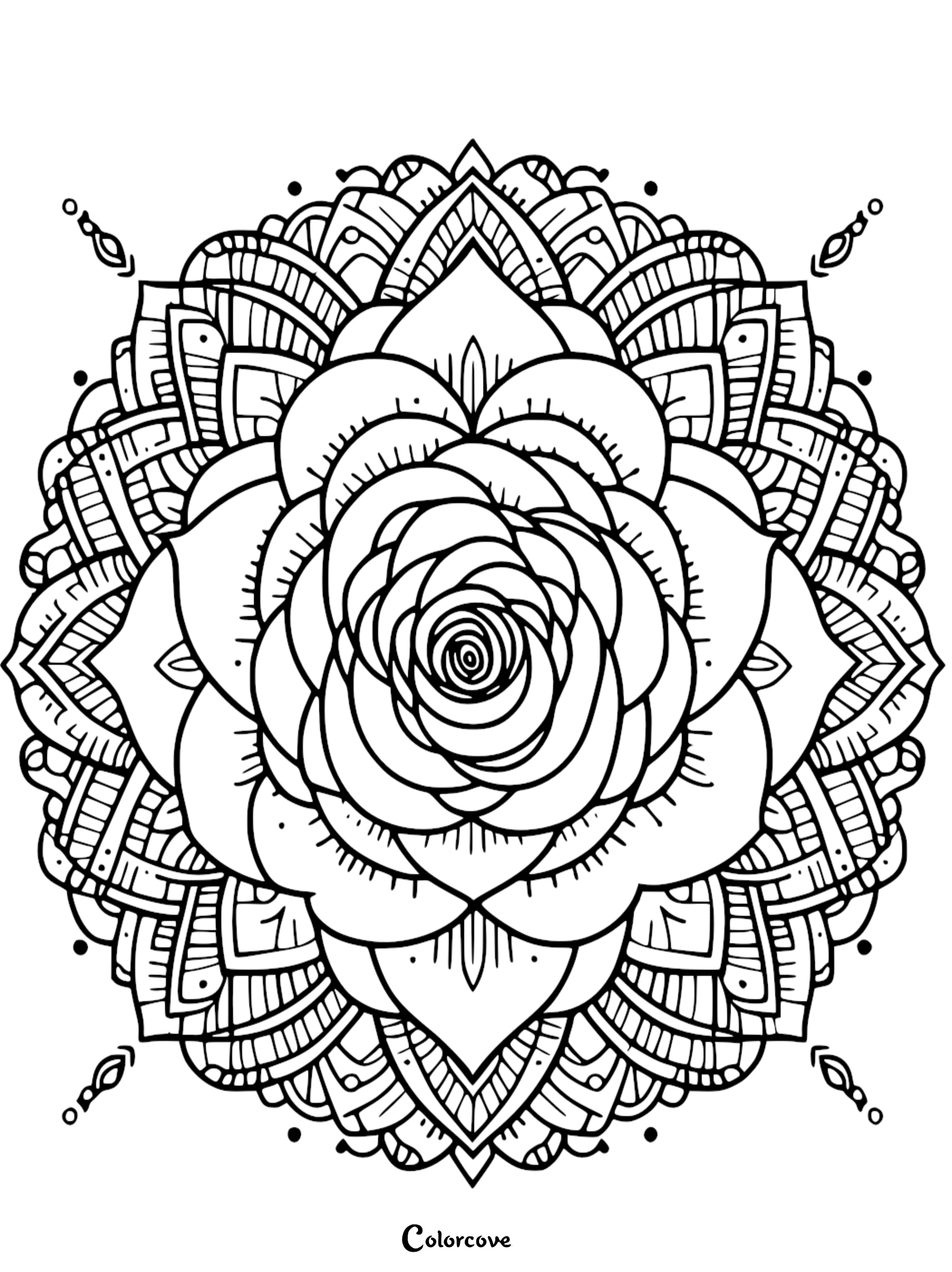 a black and white drawing of a flower