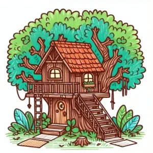 52 Cozy Treehouse Coloring Pages: Aesthetic Nature Escapes